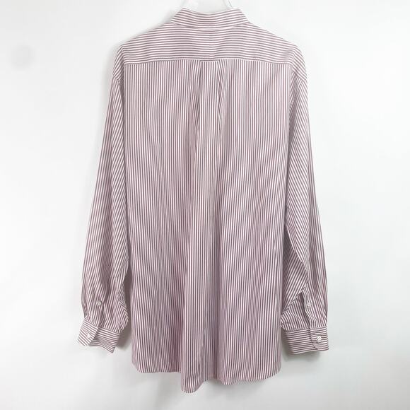 NORDSTROM Classic Red Striped Button-Down Collared Dress Shirt - Picture 4 of 10